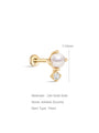 kosiner jewelry 14K Solid Gold Pearl Zircon Thread Ear Piercing Stud