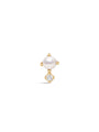 kosiner jewelry 14K Solid Gold Pearl Zircon Thread Ear Piercing Stud