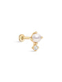 kosiner jewelry 14K Solid Gold Pearl Zircon Thread Ear Piercing Stud