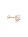 kosiner jewelry 14K Solid Gold Four - Claw Pearl Zircon Ear Piercing Stud