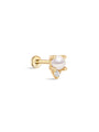 kosiner jewelry 14K Solid Gold Four - Claw Pearl Zircon Ear Piercing Stud