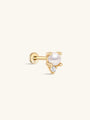 kosiner jewelry 14K Solid Gold Four - Claw Pearl Zircon Ear Piercing Stud