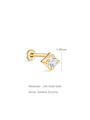 kosiner jewelry 14K Solid Gold Four - Claw Square Zircon Ear Piercing Stud