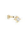 kosiner jewelry 14K Solid Gold Four - Claw Square Zircon Ear Piercing Stud