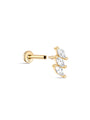 kosiner jewelry 14K Solid Gold Marquise Stitching Zircon Ear Piercing Stud