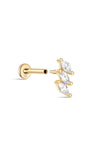 kosiner jewelry 14K Solid Gold Marquise Stitching Zircon Ear Piercing Stud