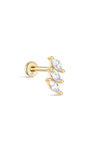 kosiner jewelry 14K Solid Gold Marquise Stitching Zircon Ear Piercing Stud