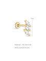 kosiner jewelry 14K Solid Gold Marquise Stitching Zircon Ear Piercing Stud