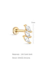 kosiner jewelry 14K Solid Gold Marquise Stitching Zircon Ear Piercing Stud