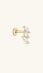 kosiner jewelry 14K Solid Gold Marquise Stitching Zircon Ear Piercing Stud
