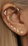 kosiner jewelry 14K Solid Gold Marquise Stitching Zircon Ear Piercing Stud