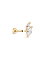 kosiner jewelry 14K Solid Gold Mini Marquise Zirconia Ear Piercing Stud