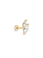 kosiner jewelry 14K Solid Gold Mini Marquise Zirconia Ear Piercing Stud