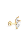 kosiner jewelry 14K Solid Gold Mini Marquise Zirconia Ear Piercing Stud