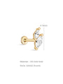kosiner jewelry 14K Solid Gold Mini Marquise Zirconia Ear Piercing Stud