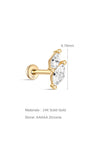 kosiner sieraden 14K massief goud Mini Marquise Zirkonia oorpiercing Stud