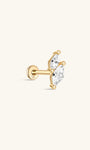 kosiner sieraden 14K massief goud Mini Marquise Zirkonia oorpiercing Stud