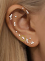 kosiner jewelry 14K Solid Gold Mini Marquise Zirconia Ear Piercing Stud
