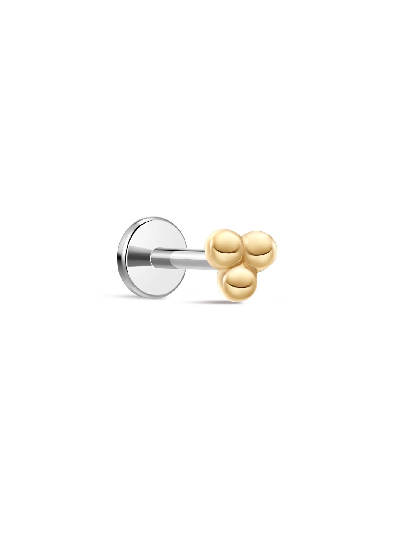 14K Solid Gold Mini Triple Bubble Ohrpiercing Ohrstecker