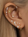 kosiner jewelry 14K Solid Gold Mini Triple Bubble Ear Piercing Stud