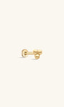 KOSINER 14K Solid Gold simple triple ball flat back stud earring featuring ultra shine AAAAA cubic zirconia, available in various post lengths.