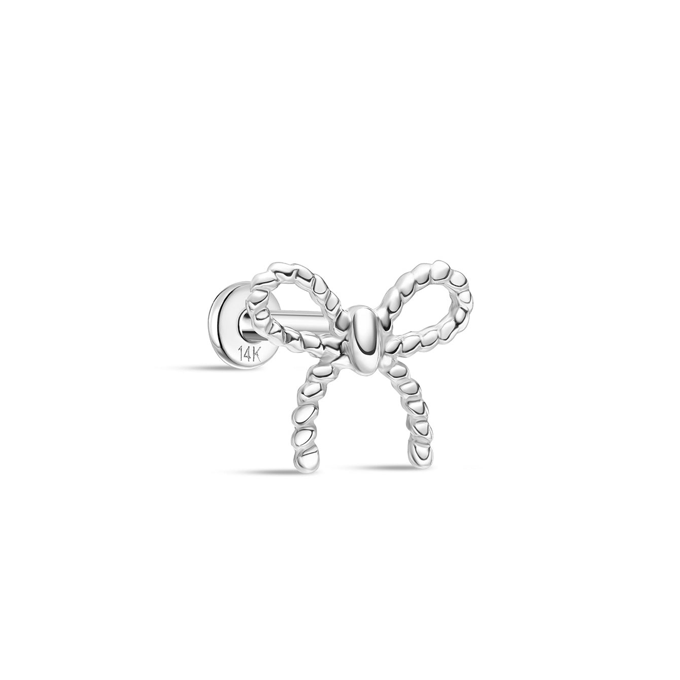 14K Solid Gold Elegant Bow Ear Piercing Stud - Kosinerjewelry-9