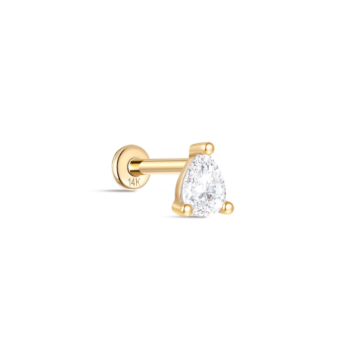 kosiner jewelry 14K Solid Gold Three - Claw Mini Zircon Ear Piercing Stud