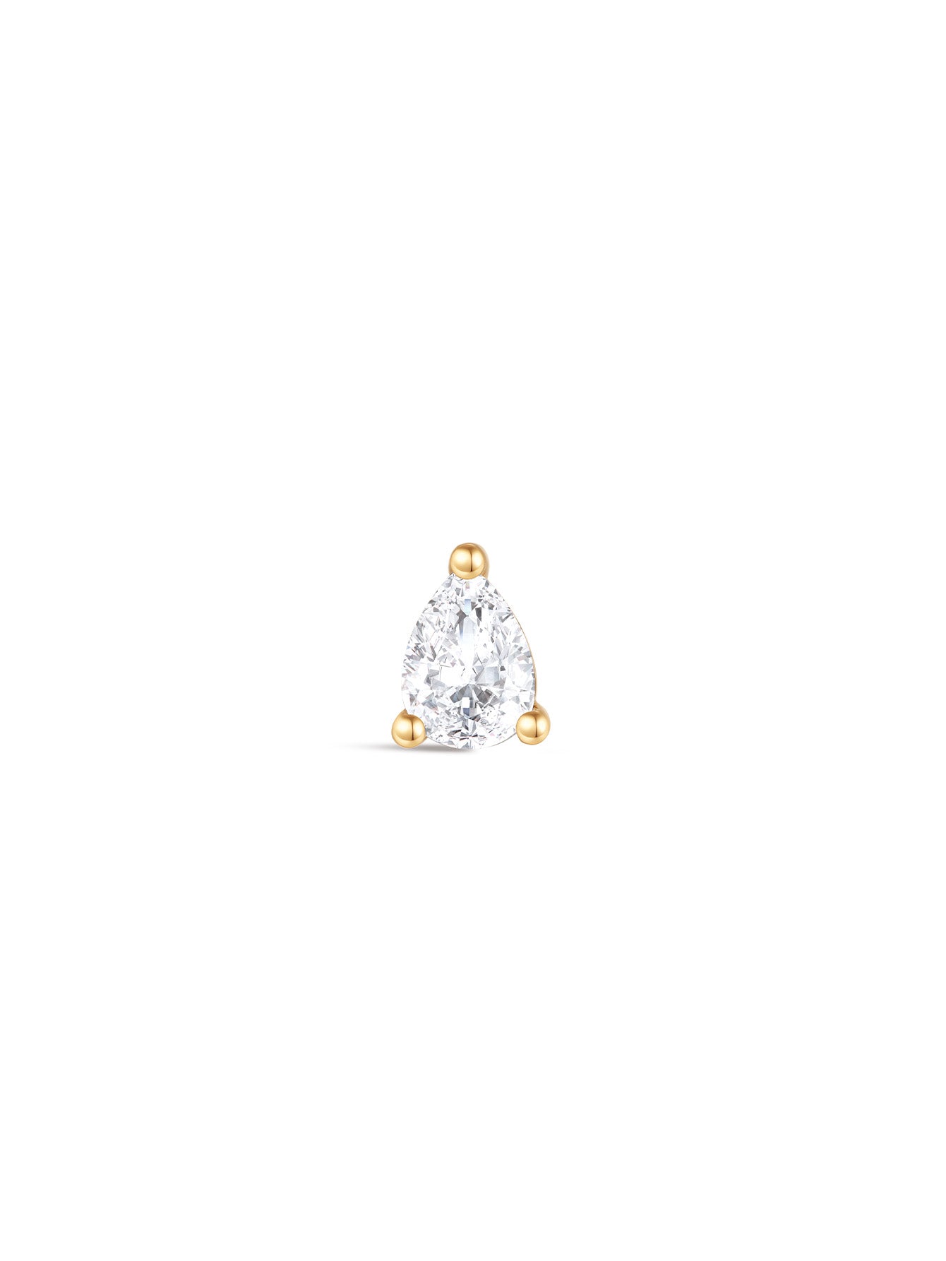kosiner jewelry 14K Solid Gold Three - Claw Mini Zircon Ear Piercing Stud