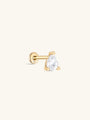 kosiner jewelry 14K Solid Gold Three - Claw Mini Zircon Ear Piercing Stud