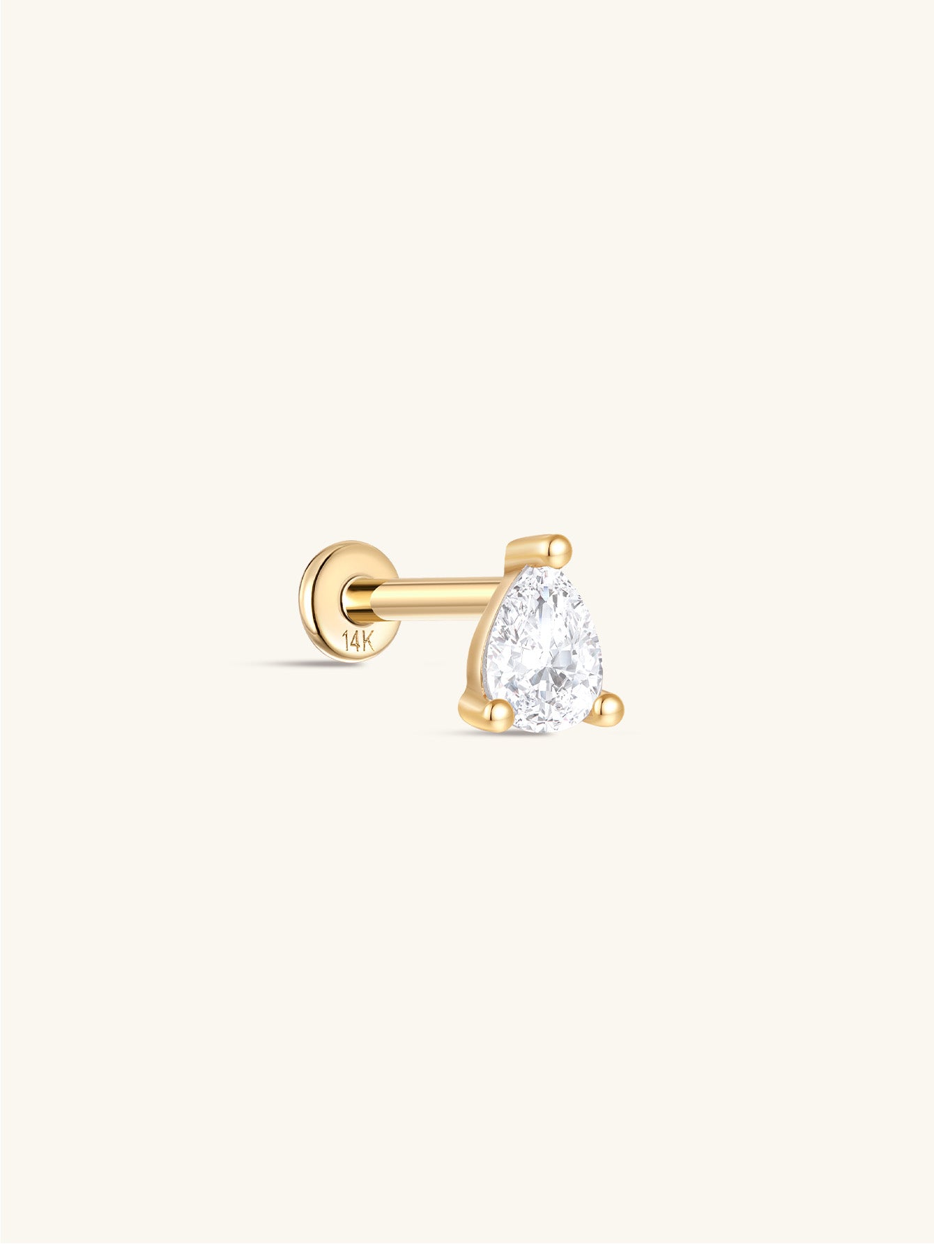 kosiner jewelry 14K Solid Gold Three - Claw Mini Zircon Ear Piercing Stud