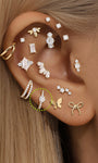kosiner jewelry 14K Solid Gold Single Zircon Huggies Earring