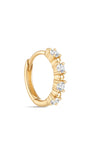 kosiner jewelry 14K Solid Gold Classic Single Row Zircon Huggies Earring