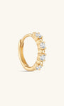 kosiner jewelry 14K Solid Gold Classic Single Row Zircon Huggies Earring