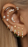 kosiner jewelry 14K Solid Gold Classic Single Row Zircon Huggies Earring