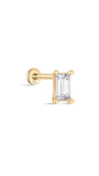 kosiner jewelry 14K Solid Gold Square Zirconia Ear Piercing Stud