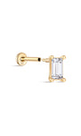 kosiner jewelry 14K Solid Gold Square Zirconia Ear Piercing Stud