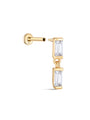 kosiner jewelry 14K Solid Gold Square Zirconia Pendant Ear Piercing Stud