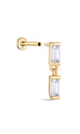 kosiner sieraden 14K massief gouden vierkante zirkonia hanger oor piercing stud