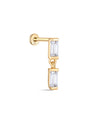 kosiner jewelry 14K Solid Gold Square Zirconia Pendant Ear Piercing Stud