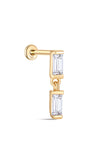 kosiner jewelry 14K Solid Gold Square Zirconia Pendant Ear Piercing Stud