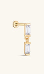 kosiner sieraden 14K massief gouden vierkante zirkonia hanger oor piercing stud
