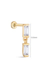 kosiner sieraden 14K massief gouden vierkante zirkonia hanger oor piercing stud