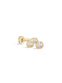 kosiner jewelry 14K Solid Gold Bezel Zircon Ear Piercing Stud