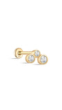 kosiner jewelry 14K Solid Gold Bezel Zircon Ear Piercing Stud