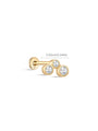 kosiner jewelry 14K Solid Gold Bezel Zircon Ear Piercing Stud