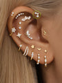 kosiner jewelry 14K Solid Gold Bezel Zircon Ear Piercing Stud