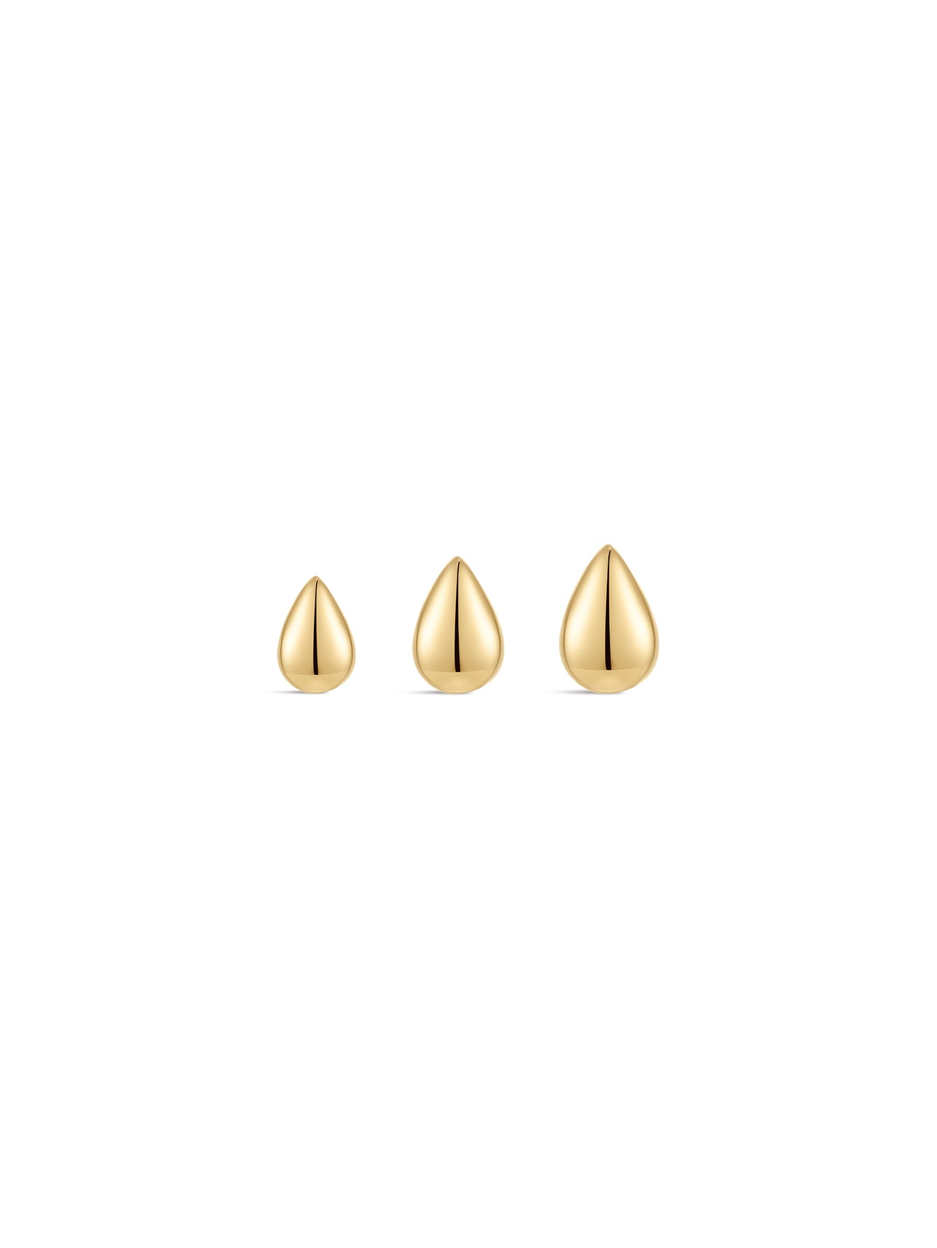 14K massief gouden waterdruppel glanzende oorpiercing Stud