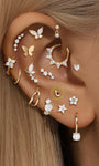 kosiner sieraden 14K massief gouden waterdruppel glanzende oorpiercing Stud