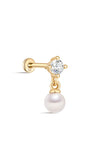 kosiner sieraden 14K massief gouden elegante parel hanger oor piercing stud