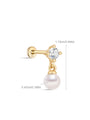 kosiner jewelry 14K Solid Gold Elegant Pearl Pendant Ear Piercing Stud
